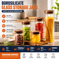 Bocaux en verre vides pour miel 200 ml, bocaux de conservation sous vide avec couvercle en verre et en bois, bocaux à smoothies