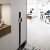 Poignée de porte d'armoire en alliage d'aluminium noir, accessoire symétrique pour armoire et tiroir, barres de tirage pour étagère à chaussures