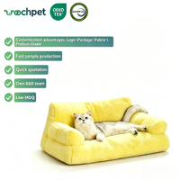 Fournisseurs de lits rectangulaires portables en peluche jaune souple pour chiens, lit d'hiver antidérapant et chaud pour animaux de compagnie, petit nid pour petits chiens