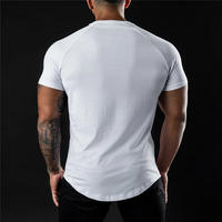 T-shirt de sport pour homme en coton et élasthanne, séchage rapide, coupe athlétique, pour entraînement, modèle uni, vente en gros