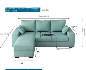 Sofá Seccional de Tela Moderno Personalizado de 3 Plazas para Sala de Estar, Relleno de Esponja, Muebles de Tela Suave - Product Image 3