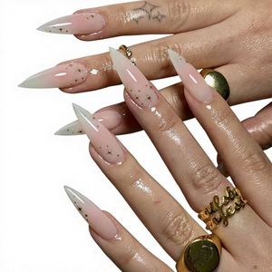 Ongles Press-On Faits Main Colorés avec Pierres Précieuses, Qualité Supérieure, Accents 3D en Bijoux, Ongles Stiletto de Luxe pour une Ambiance Glamour en Soirée - Product Image 3