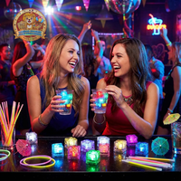 Nouveautés pour fêtes, glaçons lumineux, glaçons LED multicolores avec lumières changeantes, imperméables, réutilisables, bar, anniversaire, mariage