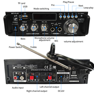 เครื่องขยายเสียงบลูทูธขนาดเล็ก OEM รุ่น AV298 แบบสองช่องสัญญาณ พร้อมช่องเสียบ USB และ TF Card ควบคุมด้วยรีโมท สำหรับระบบเสียงภายในบ้าน - Product Image 3