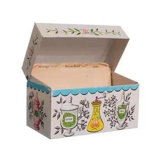 Vintage Look Recipe Box With 50 Recipe Cards Folding Cardboard Packaging Box
