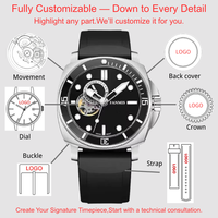 Montre mécanique de luxe pour homme personnalisable en acier inoxydable avec fonction lumineuse, mouvement NH39, bracelet en nylon