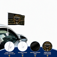 Drapeau de voiture drapeau américain 12x18 pouces double face avec mât, robuste pour extérieur, pour le 4 juillet, le Memorial Day et les défilés