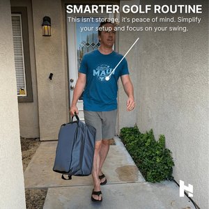 Sac de voyage organisateur de coffre de golf haut de gamme, grand espace de rangement pour accessoires et équipement de golf, 2 compartiments à chaussures avec bandoulière - Product Image 3