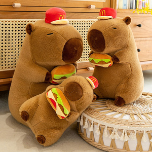 Capybara Hamburg Capybara juguetes de peluche muñeca de simulación Capibara Anime juguetes de animales de peluche con Hamburg Capybara muñeco de peluche