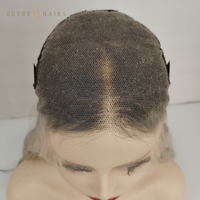 Peluca de Cabello Humano Europeo Virgen con Frente de Encaje sin Pegamento para Mujer, Peluca Judía con Encaje Suizo, Liso Natural, Rubio Balayage