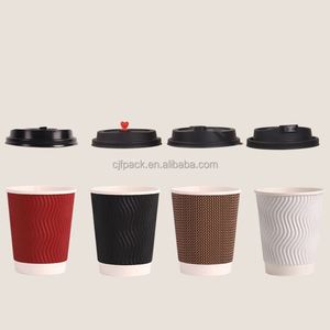 Vaso de Papel para Café Caliente con Tapa, Personalizado de Fábrica, Biodegradable, de Doble Pared, con Diseño Ondulado y Grabado, de 360 ml y 500 ml - Product Image 2