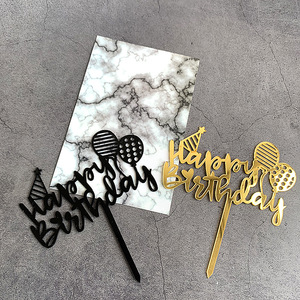 ท็อปเปอร์เค้กอะคริลิค รูปน้ำผึ้งและรสหวาน ตกแต่งเค้กอักษรสุขสันต์วันเกิด สีทองและสีดำ สำหรับงานเลี้ยงวันเกิด - Product Image 2