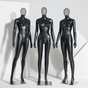 검은 색 플라스틱 Manikin 여성 전신 마네킹 금속 그물 Manquin 머리와 여성 의류을 표시 - Product Image 1