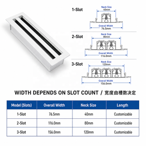 <span class=keywords><strong>Grille</strong></span> de sortie d'air conditionné central ultra-étroite, sans cadre, pré-encadrée, en aluminium ABS moderne, à couche unique, dissimulée - Product Image 6