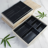 Boîte d'emballage rectangulaire personnalisée pour sushis et pains, avec fenêtre transparente en PVC, en PET recyclé de qualité alimentaire, jetable, pour plats à emporter