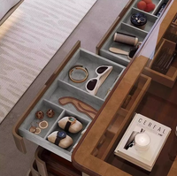 Console de Rangement Luxe Italienne à Huit Compartiments, Table à Bijoux Moderne Haut de Gamme en Cuir Écologique et Durable pour Chambre et Salon