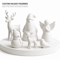 Figurine de Noël personnalisée en résine blanche imprimée en 3D, cerf de Noël, Père Noël, ange, statue, prototypage rapide, décoration de la maison