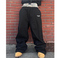 Pantalon de survêtement empilé personnalisé pour homme, coupe oversize, en coton French Terry, motif Real Tree, jambe large, double taille, style baggy