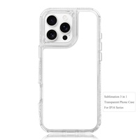 Novelcases - Fundas Protectoras para Teléfono Celular Transparentes, Resistentes al Agua y a los Golpes, con Placa de Aluminio TPU+PC 3 en 1 para Sublimación 2D, Personalizables