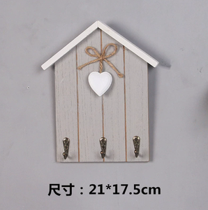 House Shape Wooden <b>Wall</b> Mounted <b>Key</b> Holder 3 Hook Entryway Organizer Decorative Hook <b>Rack</b> <b>for</b> Home - Product Image 3