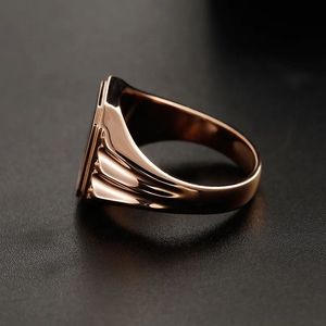 Bague Rétro Xinfly Chine en Or Pur 18K Véritable, Non Décolorant, Pliable, avec Onyx Noir Naturel Carré, pour Hommes - Product Image 5