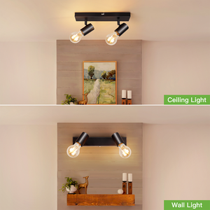 Spot de plafond double tête E27 rotatif en métal durable, idéal pour l'éclairage intérieur de la maison, du salon et de la chambre - Vente chaude - Product Image 2