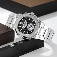 SKMEI 2279 trois temps affichage montre à Quartz pour hommes affaires doux Mature double mouvement bracelet en acier 3ATM mâle montre-bracelet cadeau