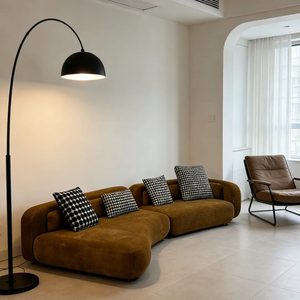 Modern L-Shape Sectional <b>Sofa</b> Set Microfiber Fabric Cushion Back Padded Arms Metal Legs Living Room Furniture - Product Image 3