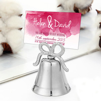 "Kissing Bell" plata oro corazón campana lugar tarjeta titular foto Clip regalo para Decoración de mesa de boda suministros favores regalos