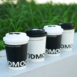 Custom Biodegradable 8oz 10oz 12oz 16oz Insulated Double Wall Paper Coffee Cups with Lids Hot Beverage Cups