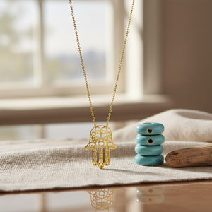 Collier avec pendentif en forme de Hamsa élégant, design origami, fabrication turque, vente en gros, bijoux en argent sterling 925 - Product Image 3