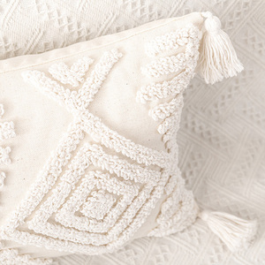 Farmhouse Throw <strong>Cushion</strong> <strong>Cover</strong> with Tassel, Cotton Tufted Throw <strong>Rectangular</strong> Pillow <strong>Cover</strong> - Product Image 6