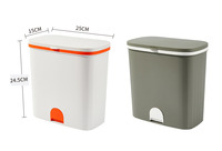 Poubelle de table de cuisine en acier inoxydable en matériau PP Poubelle suspendue Bureau et salle de bain Poubelle de rangement avec couvercle de poubelle