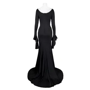 Addigs sunday Morticia Addams Costume Cosplay Halloween Sexy Dress Adult Women Punk Gothic Witch Gown Dress