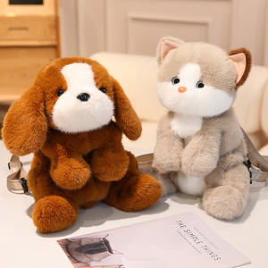 Zaini in peluche a forma di cane gatto Super morbidi bambola coccolone con animali di peluche serie zaino in peluche - Product Image 6