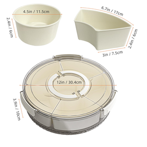 Transparent 6-Compartment Fruit and <b>Snack</b> <b>Tray</b> Rotating Divided Container with Lid for Kitchen Use for Serving Spices - Product Image 3