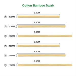 Diameter 2.3mm 2.5mm panjang 6.8cm 7.5cm 9.5cm bulat katun bambu permen Marshmallow tongkat pemanggang