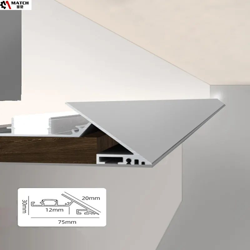 Alu profil u saluran ekstrusi pc pmma penutup untuk pencahayaan strip ld fleksibel lampu linear modern permukaan aluminium led profil