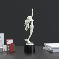 Ensembles de cadeaux d'anniversaire de trophée en métal de statue de sirène d'alliage d'étain