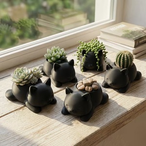 Mini Cat-Shaped Flower Pot 10cm 3D Printed Indoor Plant Decor for Succulent Cactus Desktop Garden Decoration - Product Image 3