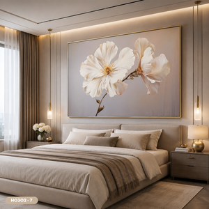 Peinture florale murale en soie haut de gamme, décoration artisanale en soie textile, fleur de pivoine dorée, fournisseur d'usine du Vietnam, modèle H0302-7 - Product Image 6