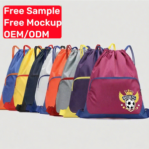 Wholesale Polyester Drawstring Sports Backpack With Mesh Pocket Lightweight Gym Backpack for Adults Kids Travel Training Storage