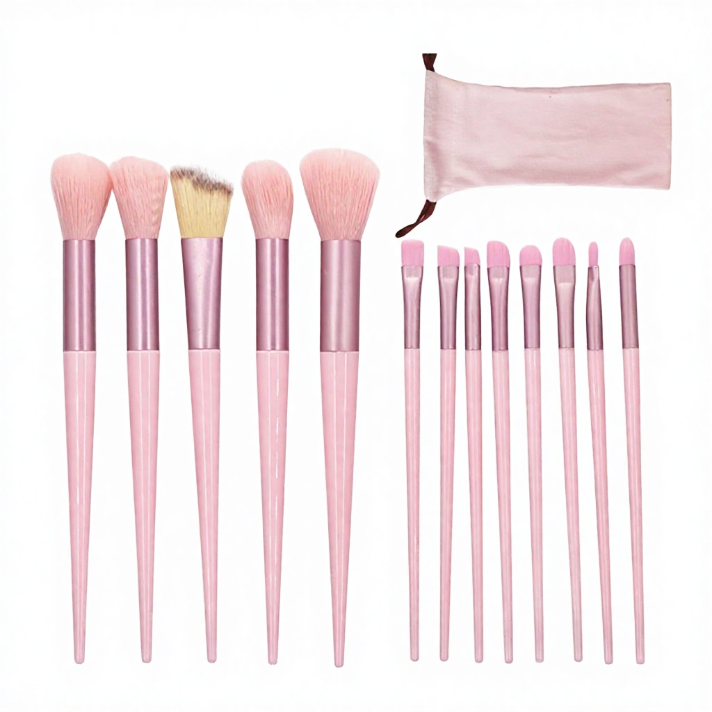 13 pink set brush bag