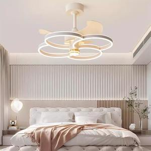 นอร์ดิกพัดลมติดเพดาน LED 5ใบมีด DC ดีไซน์ทันสมัยไร้เสียงเงียบมอเตอร์ไฟฟ้ากระแสสลับกระจกรับประกัน10ปีห้องนั่งเล่นหรี่แสงได้ - Product Image 2