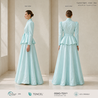 Ensemble jupe deux pièces élégant et modeste pour femme, haut à manches bouffantes et ceinture, jupe longue trapèze, personnalisable OEM
