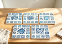 Sous-plat en céramique motif carreaux portugais en forme de chocolat, résistant à la chaleur, anti-brûlure, pour table de cuisine