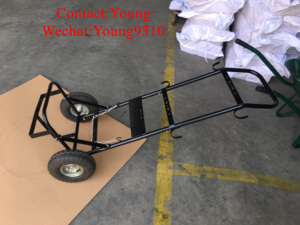 Yüksek kaliteli 80kg gaz oksijen silindiri arabası/paslanmaz çelik tekerlek ile hareketli silindir çelik el arabası kamyon - Product Image 4