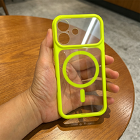Coque de téléphone portable magnétique transparente néon colorée pour iPhone 18 17 16 15 14 Pro Max, coque antichoc couleur bonbon pour iPhone 17