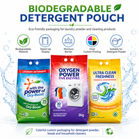Emballage de détergent à lessive biodégradable respectueux de l'environnement pour savon liquide, sac de recharge compostable en PLA avec bec verseur
