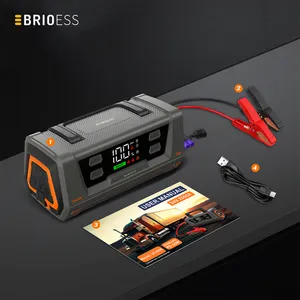 Démarreur de saut et compresseur de pneu Booster de batterie de voiture Portable 2000a Power Bank 24v 12v 3000a Démarreurs